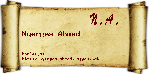 Nyerges Ahmed névjegykártya